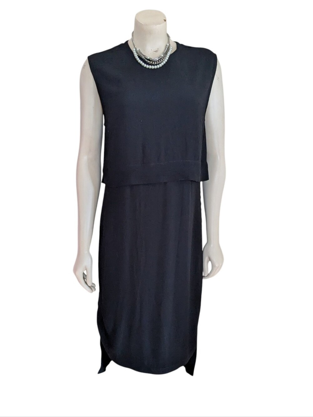 Helmut Lang Blaze Black Layered High/Low Dress Size 4